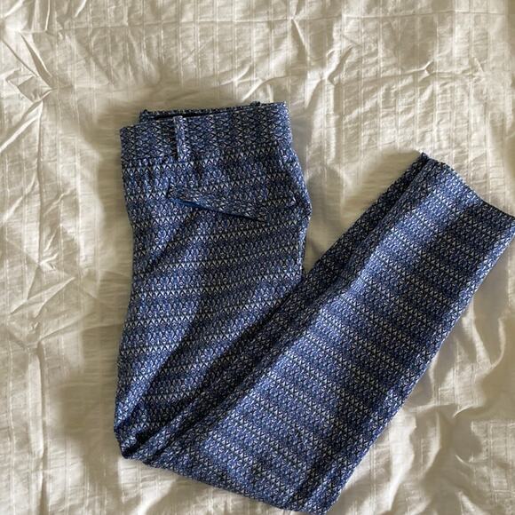 Gap Blue Print Stretch Pants, Size 2R - Picture 1 of 8